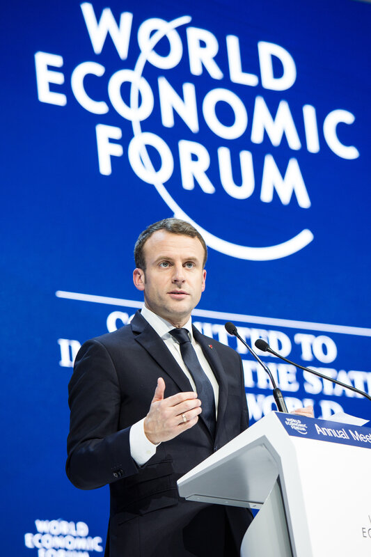 Emmanuel Macron au Forum économique mondial, Davos 24 janvier 2018 (auteur:author Foundations World Economic Forum