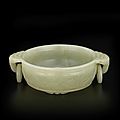 An exceptional pale green jade marriage bowl, qianlong four-character mark, 18th/19th century