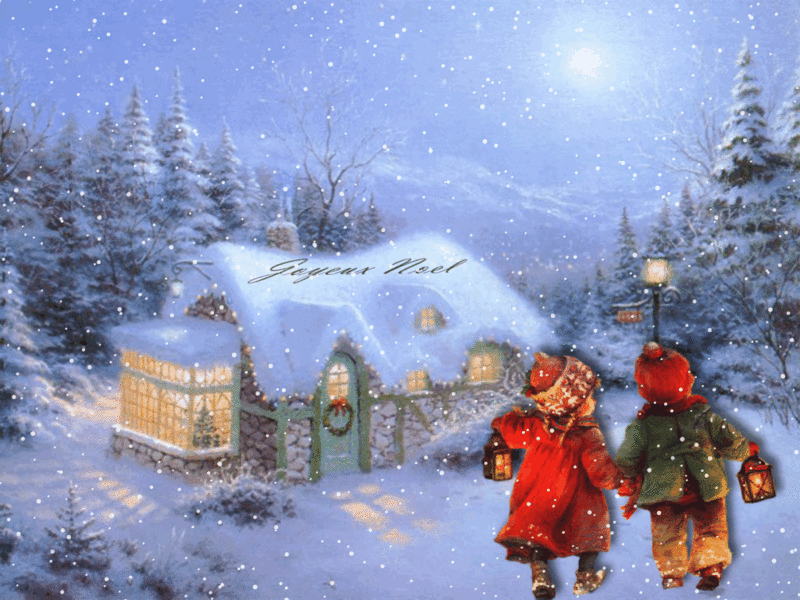 enfants sous la neige noël