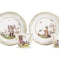 A pair of meissen teabowls and saucers, circa 1724