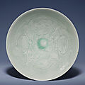 A carved qingbai-glazed bowl, song dynasty (960-1279)
