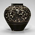 A large blackish-brown cut-glazed jar, Jin-Yuan dynasty, 13th-14th century