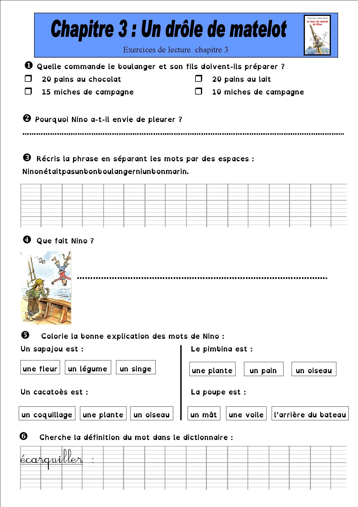 Lecture Suivie Ce2 Avec Tapuscrit Une lecture pour les CE2 : "Le tour du monde de Nino" de Martine Dorra - La  classe de Mamaicress