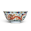 A wucai 'dragon and phoenix' bowl, seal mark and period of qianlong (1736-1795)