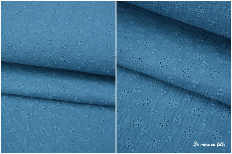 double gaze brodée bleu horizon
