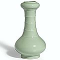 A fine and rare celadon-glazed garlic-mouth vase, seal mark and period of yongzheng (1723-1735)