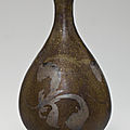 A cizhou-type painted brown-ground pear-shaped vase, yuhuchunping, jin-yuan dynasty, 12th-13th century