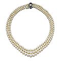 Natural pearl, gem set and diamond necklace, petochi