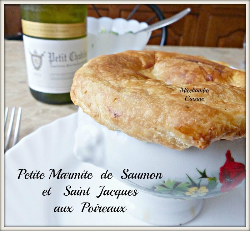 Petites marmites de saumon et Saint-Jacques aux Poireaux