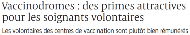 2021 04 05 SO Vaccinodromes des primes attractives pour les soignants volontaires