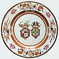 A large chinese famille rose armorial dish for the italian market, yongzheng period (1723-1735), circa 1722