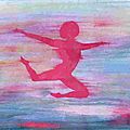 Danseur gouache Mireille - le saut de la liberté harmonie rose fushia