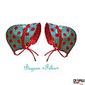 Beguin / bonnet renfant original retro bleu pois rouge crapule factory www.crapule-factory.com