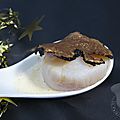 Saint-jacques poêlées, sauce au foie gras à la truffe