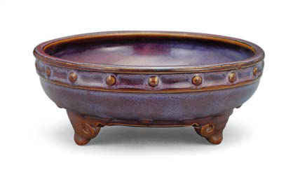 5.3/" Old Chinese jun kiln Purple glaze Porcelain Polygonal Tray vase basin pot