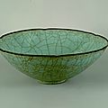 Celadon glazed foliate bowl, guan ware, southern song dynasty, 12th - 13th century