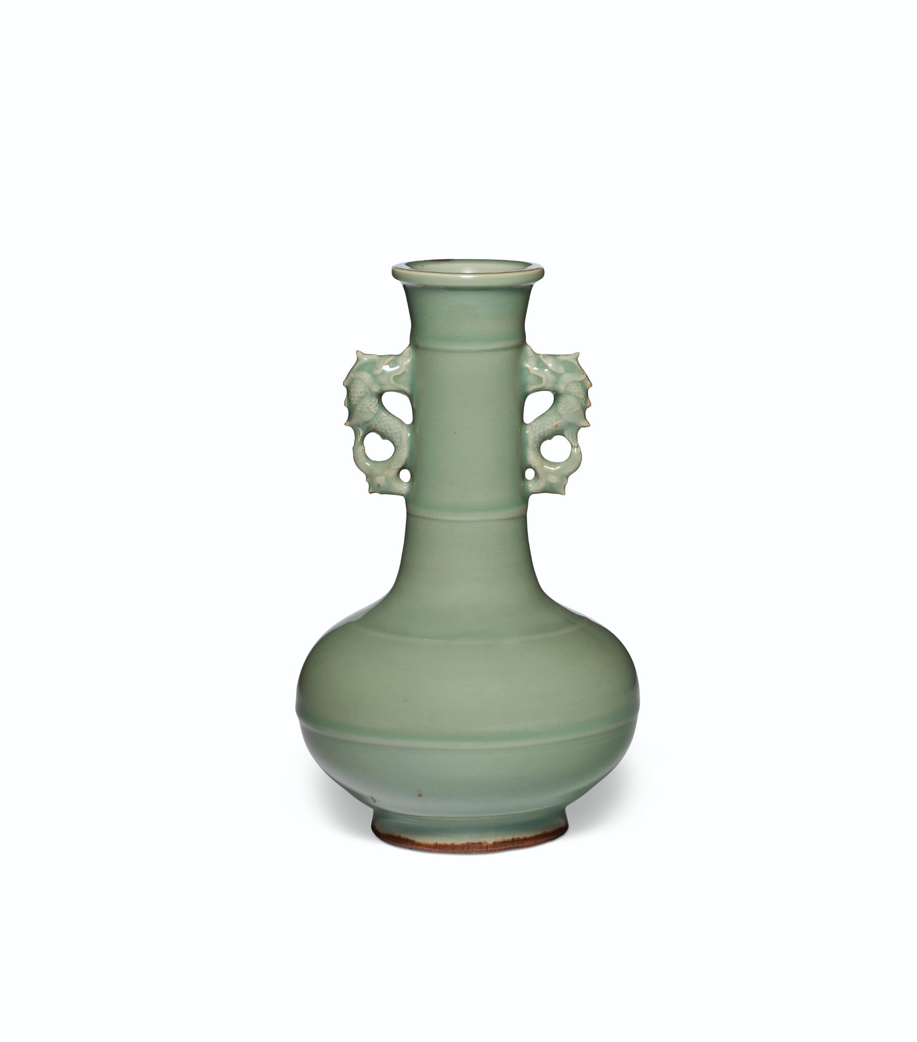 A rare Longquan celadon bottle vase, Yuan dynasty (1279-1368)
