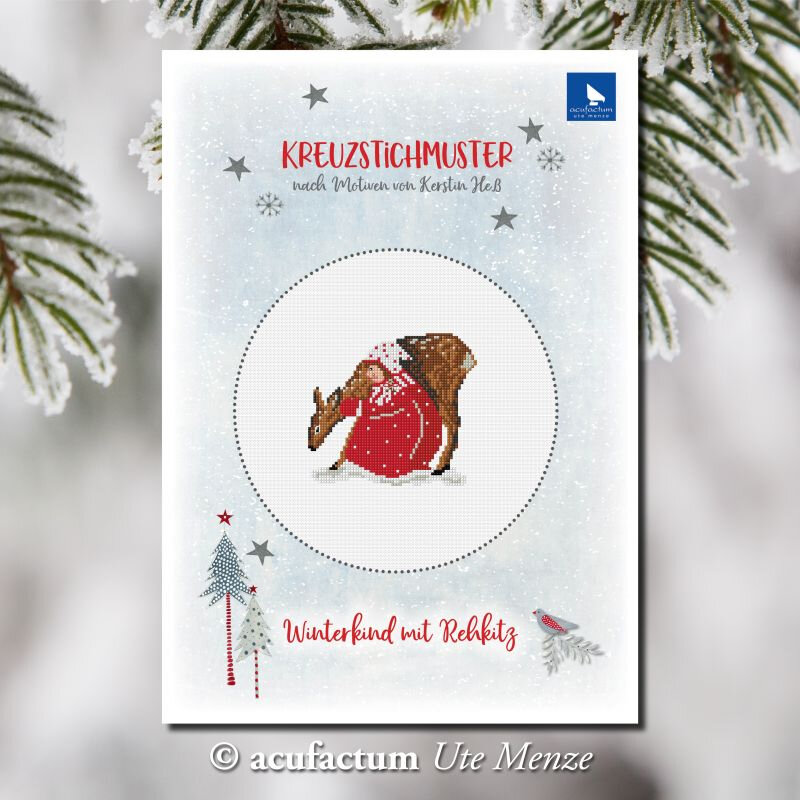 winterkind mit rehkitz