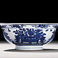 A blue and white 'fruits and flowers' bowl, mark and period of wanli (1573-1620)