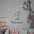 stickers princesse grenouille rose doré - décoration chambre bébé princesse rose doré