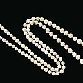  a natural pearl, sapphire and diamond sautoir