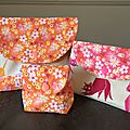 Trio de pochettes chats roses à fleurs