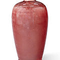 A copper-red-glazed vase, meiping, kangxi period (1662-1722)