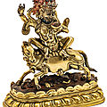 A gilt-bronze figure of palden lhamo, qing dynasty, 18th century
