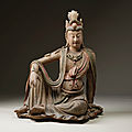 A large painted wood figure of a seated bodhisattva, ming-qing dynasty, 17th-19th century