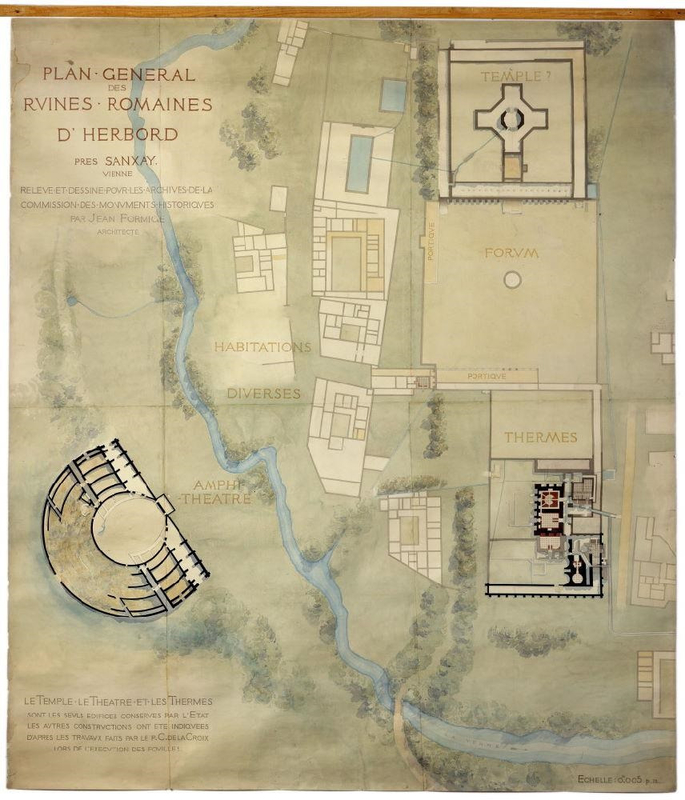 plan général du site gallo-romain de Sanxay par Jean Formigé