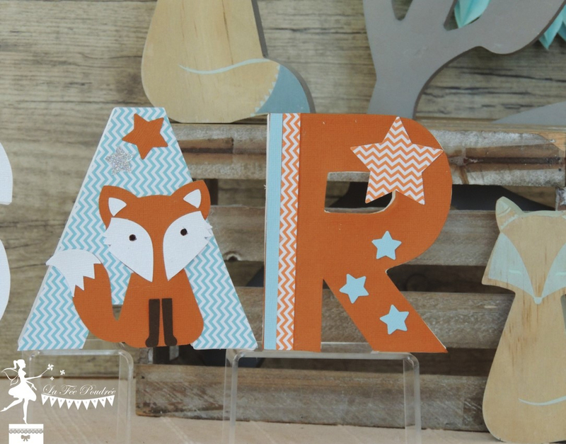 Décoration de baptême lettres prénom renard - Déco la Fée Poudrée - Le Blog