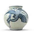A blue and white porcelain globular jar, joseon dynasty, 19th century