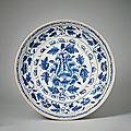 Large blue and white peony plate, lê dynasty, 15th–16th c. a.d., vietnam
