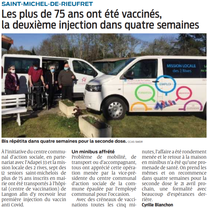 2021 04 02 SO Saint-Michel-de-Rieufret Les plus de 75 ans ont été vaccinés la deuxième injection dans 4 semaines