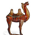 A sancai-glazed pottery figure of a Bactrian camel, Tang dynasty (618-907)