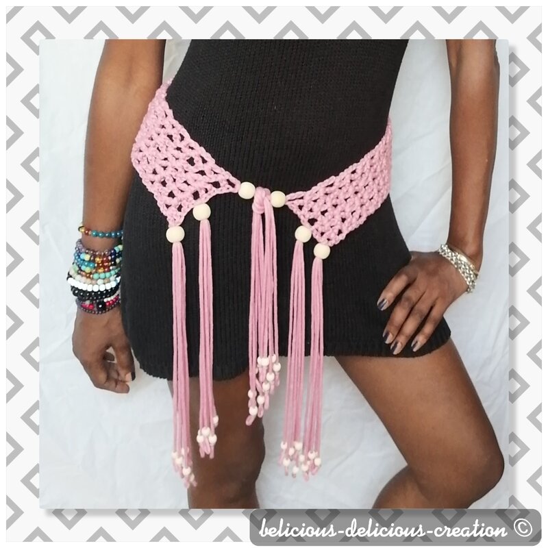 pink crochet belt