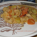 Curry de poulet, carottes-pommes de tere