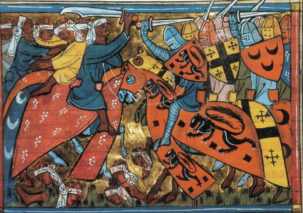 combat entre croisés et infidèles