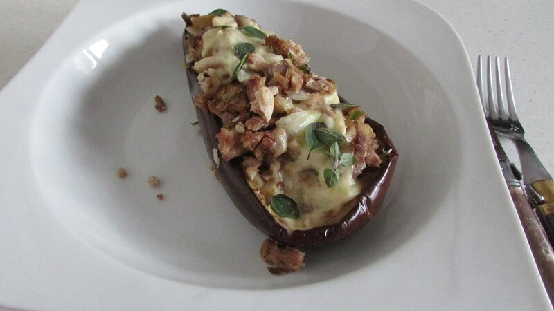 aubergines farcies hachis de rouelle de porc fermier et raclette 020