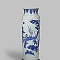 A large chinese blue and white sleeve vase, transitional period, c. 1640