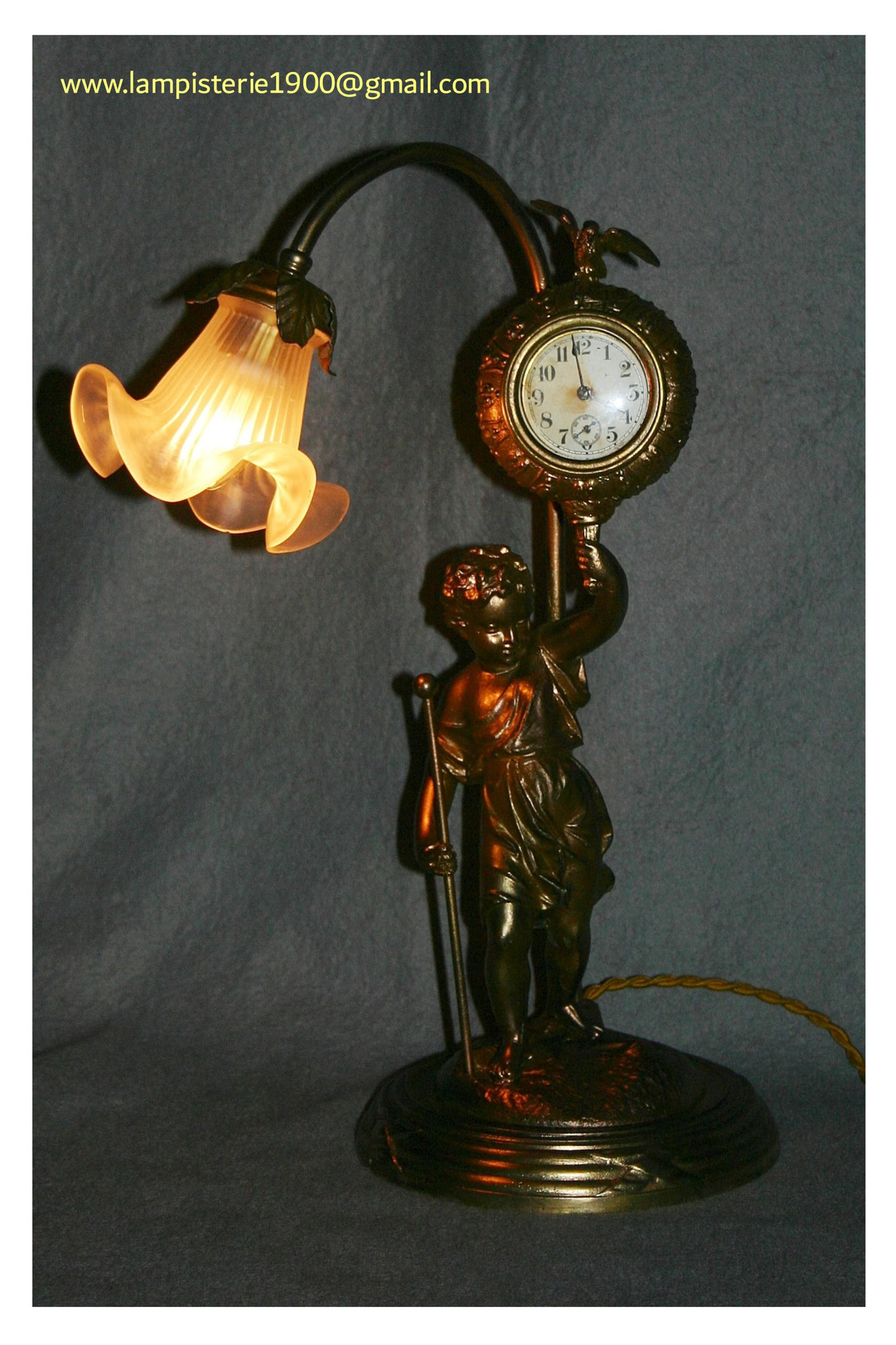 restauration-lampe-clock-light-USA-1930