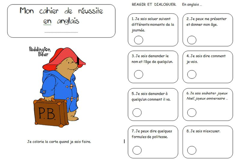 Qu Est Ce Qu Il Y A En Anglais Cahier de réussites en anglais, cycle 2 - Brown Bear & Co, L'anglais