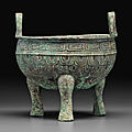 A bronze ritual tripod food vessel, ding, early spring and autumn period, 8th century bc