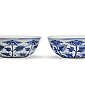 A pair of blue and white cups, xuantong eight-character cyclical jiyou marks in underglaze blue corresponding to 1909 and of the