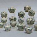A selection of twenty-two blue and white jars and jarlets. Late 