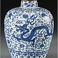 A chinese blue and white porcelain dragon jar, ming dynasty, wanli mark and period, circa 1573-1620