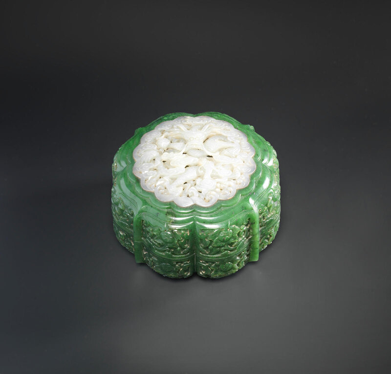 A spinachgreen and white jade box and cover Alain.R.Truong