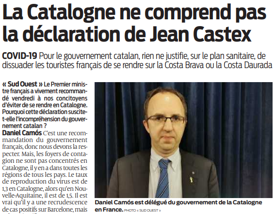 2020 07 28 SO La Catalogne ne comprend pas la déclaration de Jean Castex