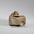 An yixing stoneware 'toad and tree trunk' vessel. inscribed chen zhongmei