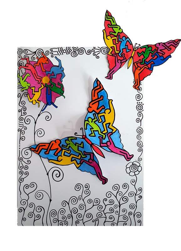 428-Fleurs Printemps-Papillon Keith Haring (35b)